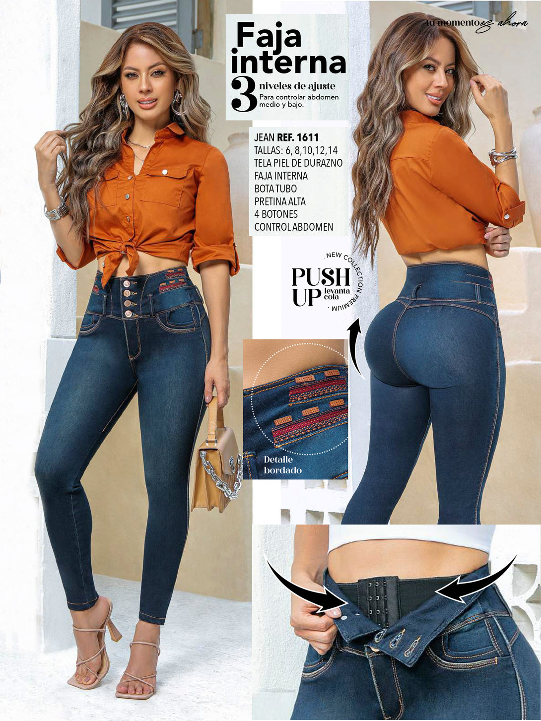 Colombian butt lifting jean with shapewear